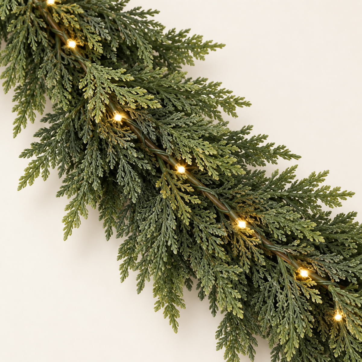 6FT Pre-Lit Cedar Garland with Remote – Warm White & Multicolor Lights