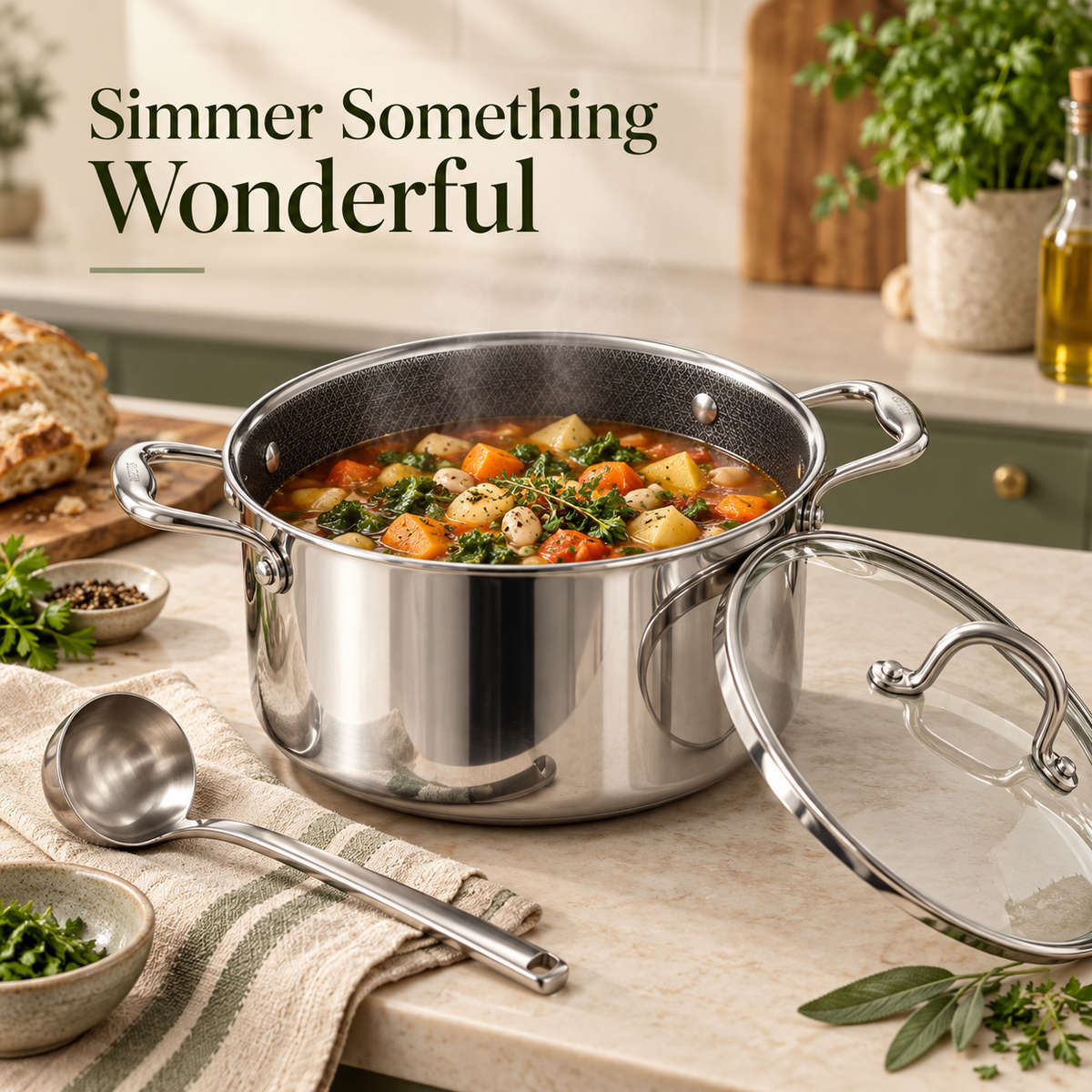 SNOWCLAD Hybrid Nonstick Stainless Steel Cookware Set — 10 or 14 Pieces