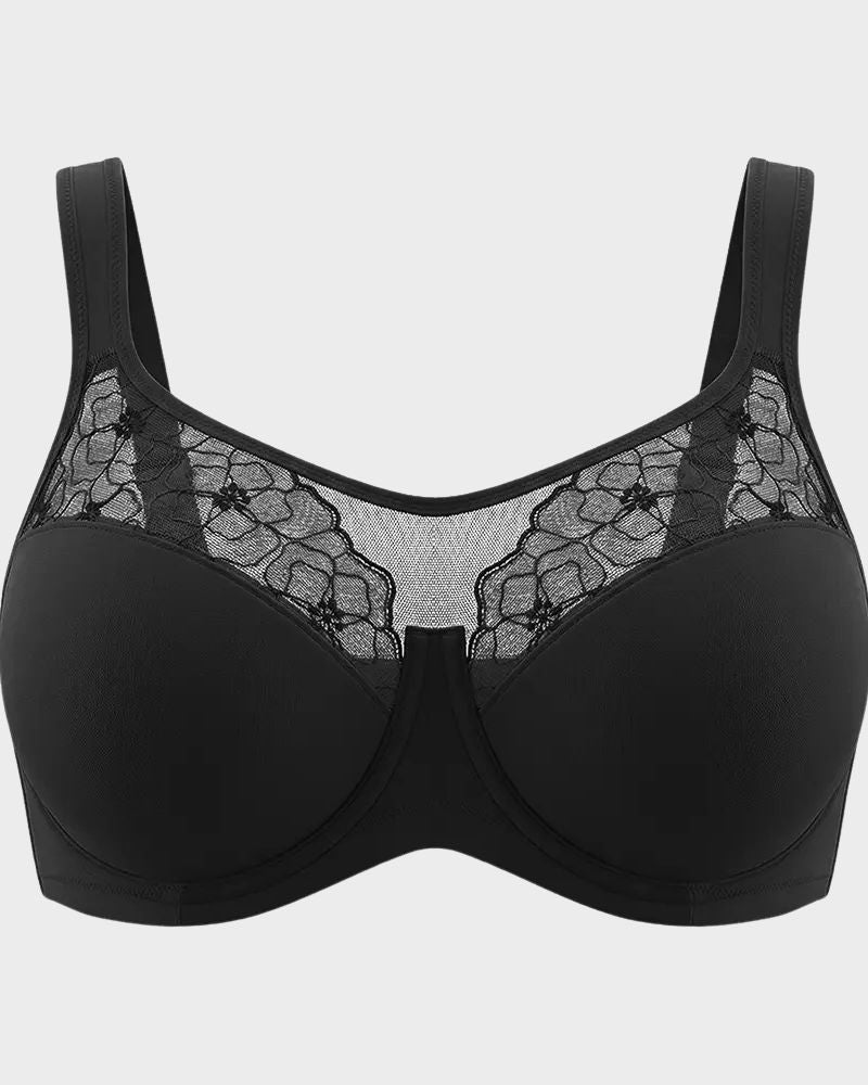 Plus Size Embroidered Full-Coverage Underwire Bra