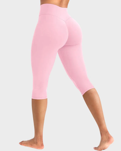 High-Waisted No-Front-Seam Scrunch Capri Leggings