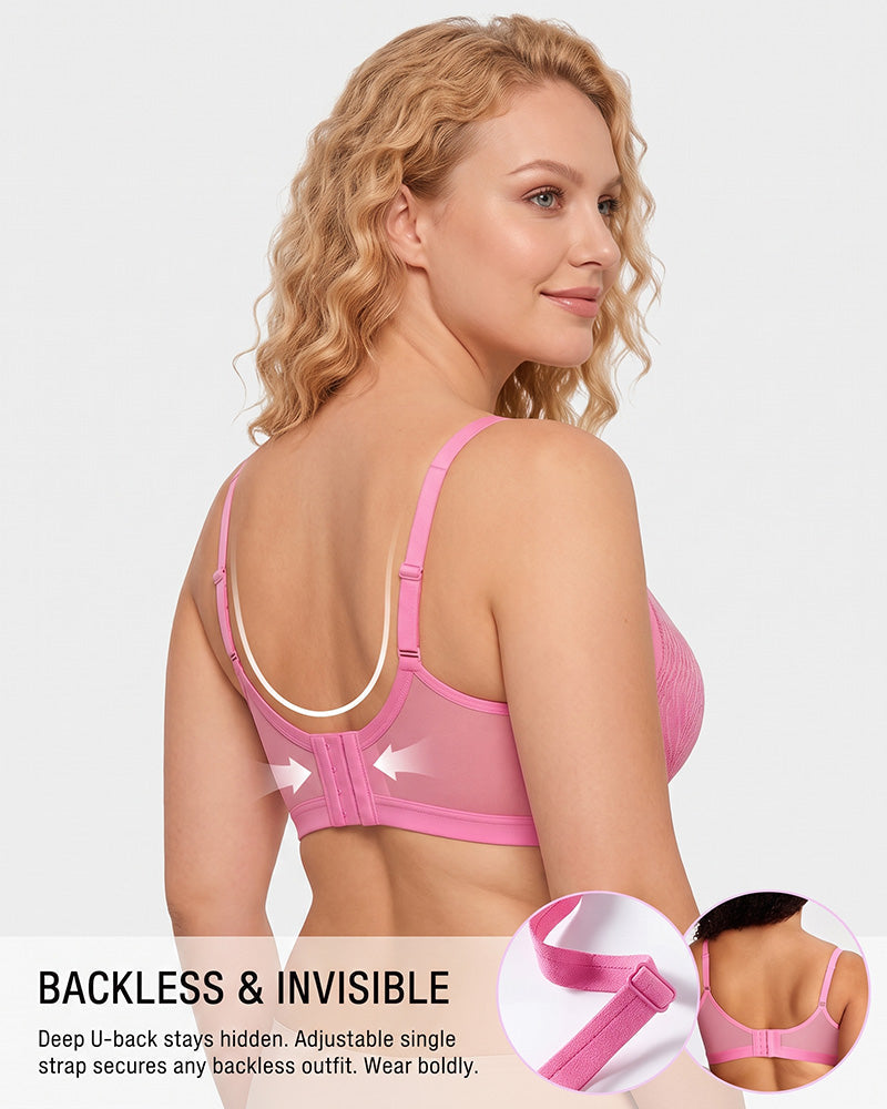 Plus Size Lace Mesh Full-Coverage Underwire Bra
