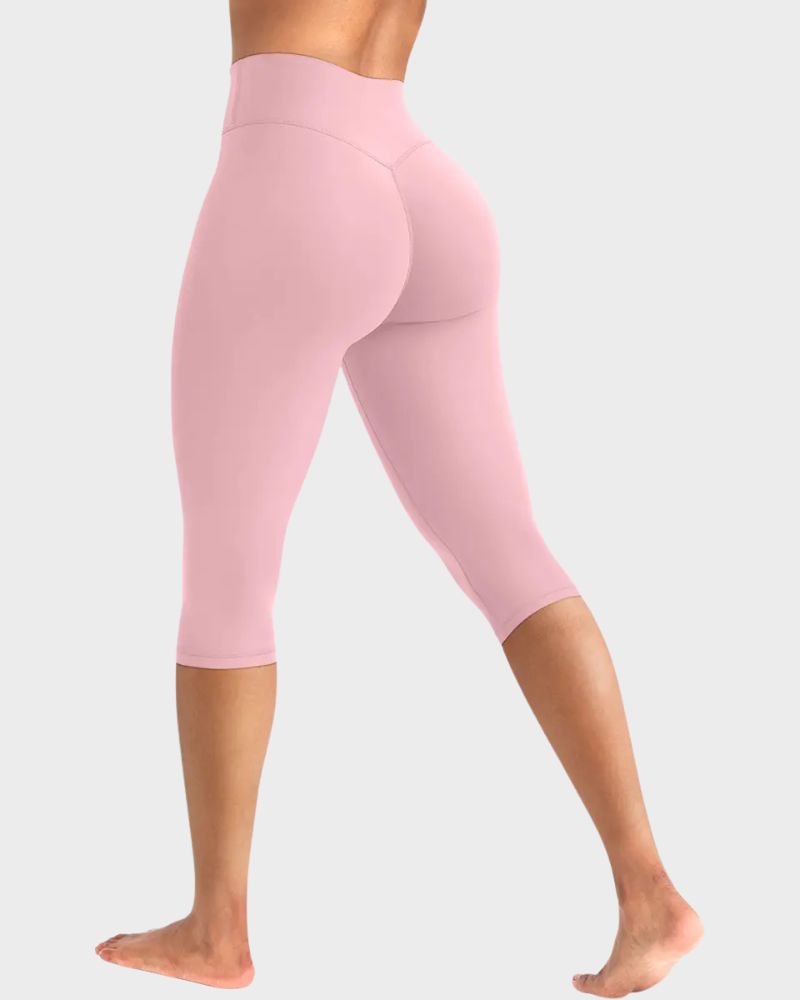 High-Waisted No-Front-Seam Scrunch Capri Leggings