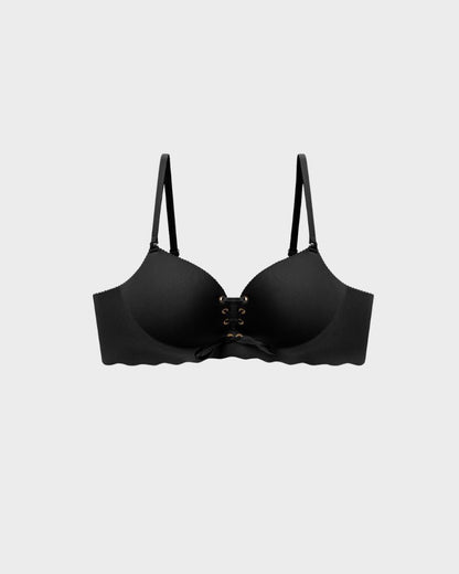 Lace-Up Padded Wireless Push-Up Bra