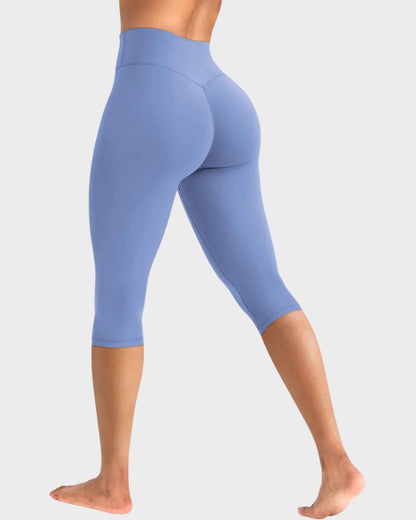 High-Waisted No-Front-Seam Scrunch Capri Leggings