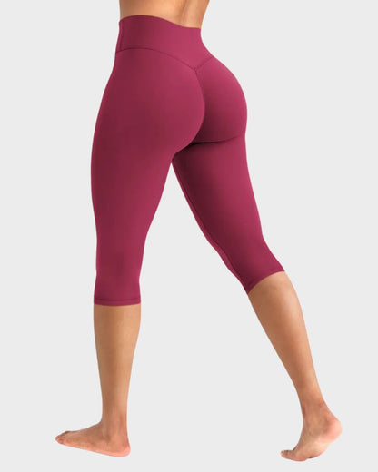 High-Waisted No-Front-Seam Scrunch Capri Leggings
