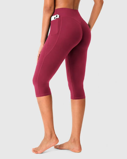 High-Waisted No-Front-Seam Scrunch Capri Leggings