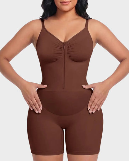 Zip-Up Tummy Control Shaping Bodysuit