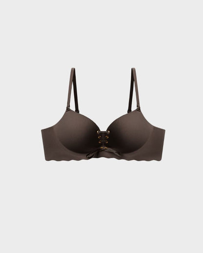 Lace-Up Padded Wireless Push-Up Bra