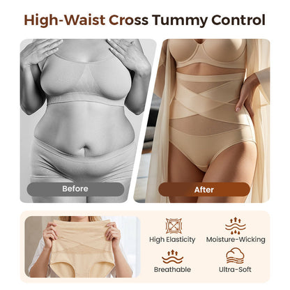 ✨Plus-Size High-Waist Cross Tummy Control Panties