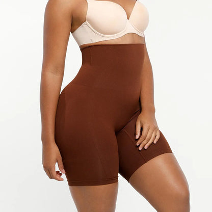 Seamless high-waisted shaping shorts: tummy control, butt lifting, and leg slimming.