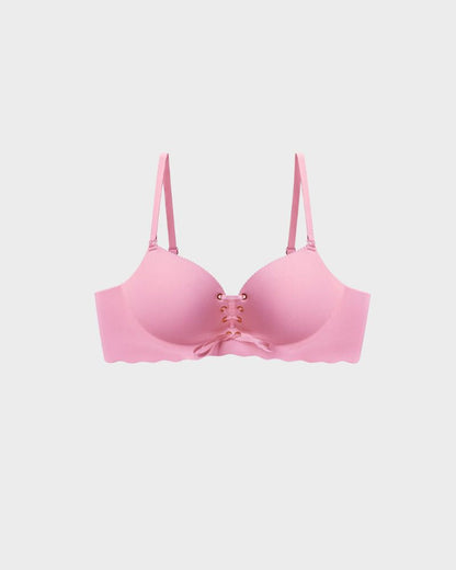 Lace-Up Padded Wireless Push-Up Bra