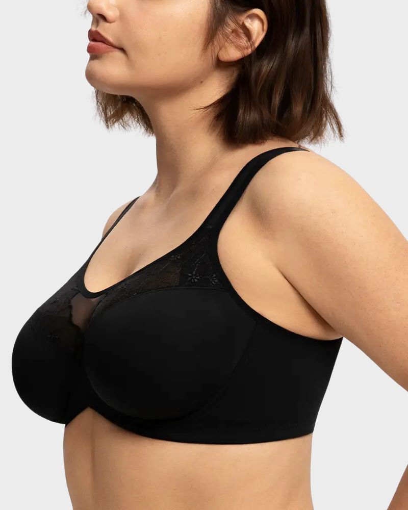 Plus Size Embroidered Full-Coverage Underwire Bra