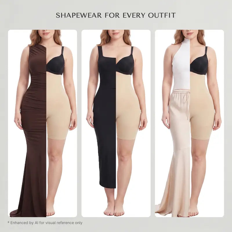Seamless high-waisted shaping shorts: tummy control, butt lifting, and leg slimming.