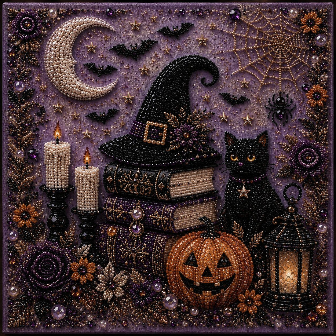 🧘Relaxing & Beginner-Friendly- 👻Cute Ghosts Pumpkins 3D Pearl Mosaic Art Kit