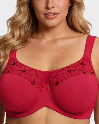Plus Size Embroidered Full-Coverage Underwire Bra