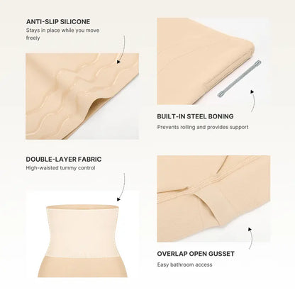 Seamless high-waisted shaping shorts: tummy control, butt lifting, and leg slimming.