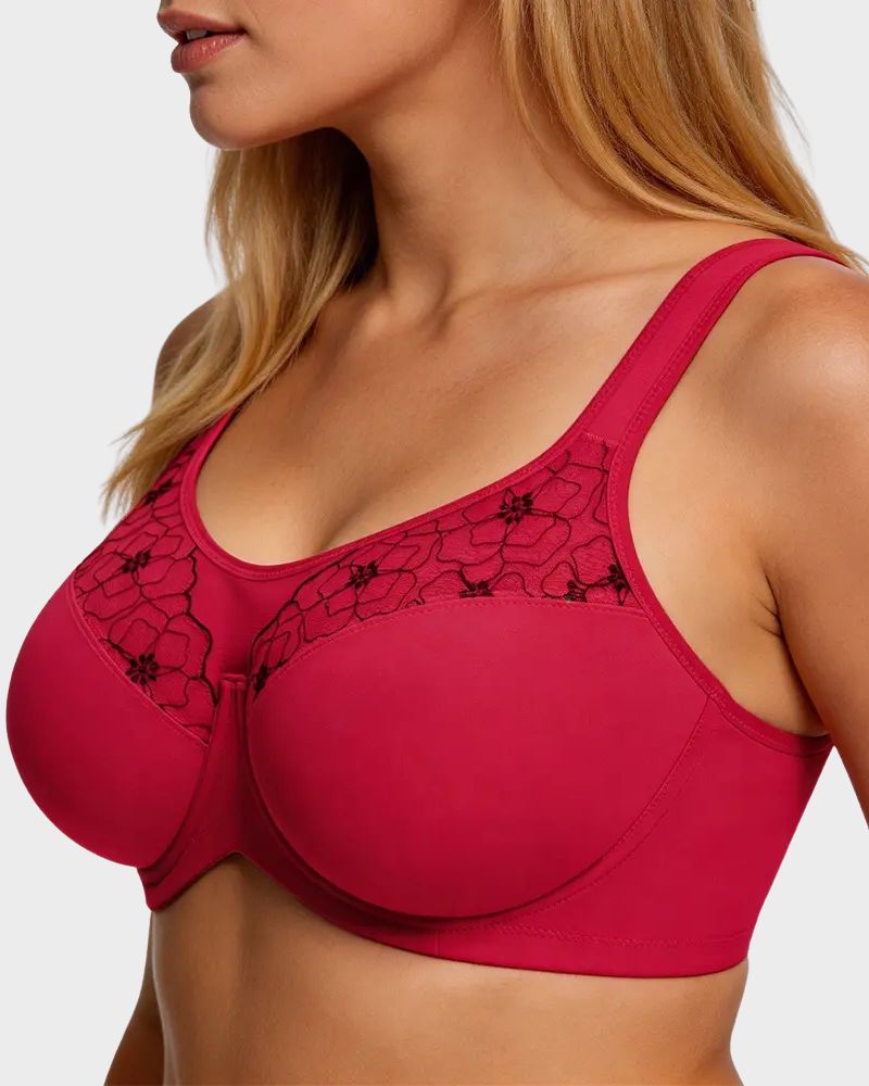 Plus Size Embroidered Full-Coverage Underwire Bra