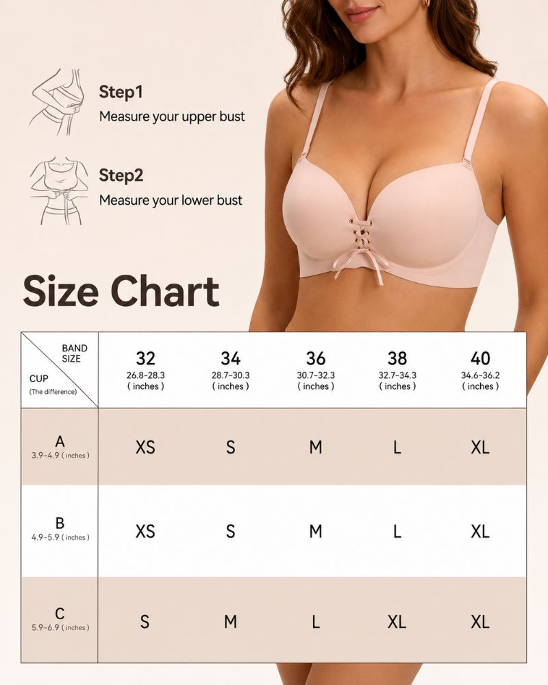 Lace-Up Padded Wireless Push-Up Bra