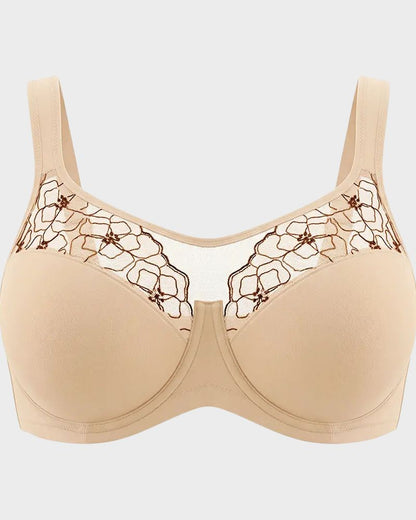 Plus Size Embroidered Full-Coverage Underwire Bra