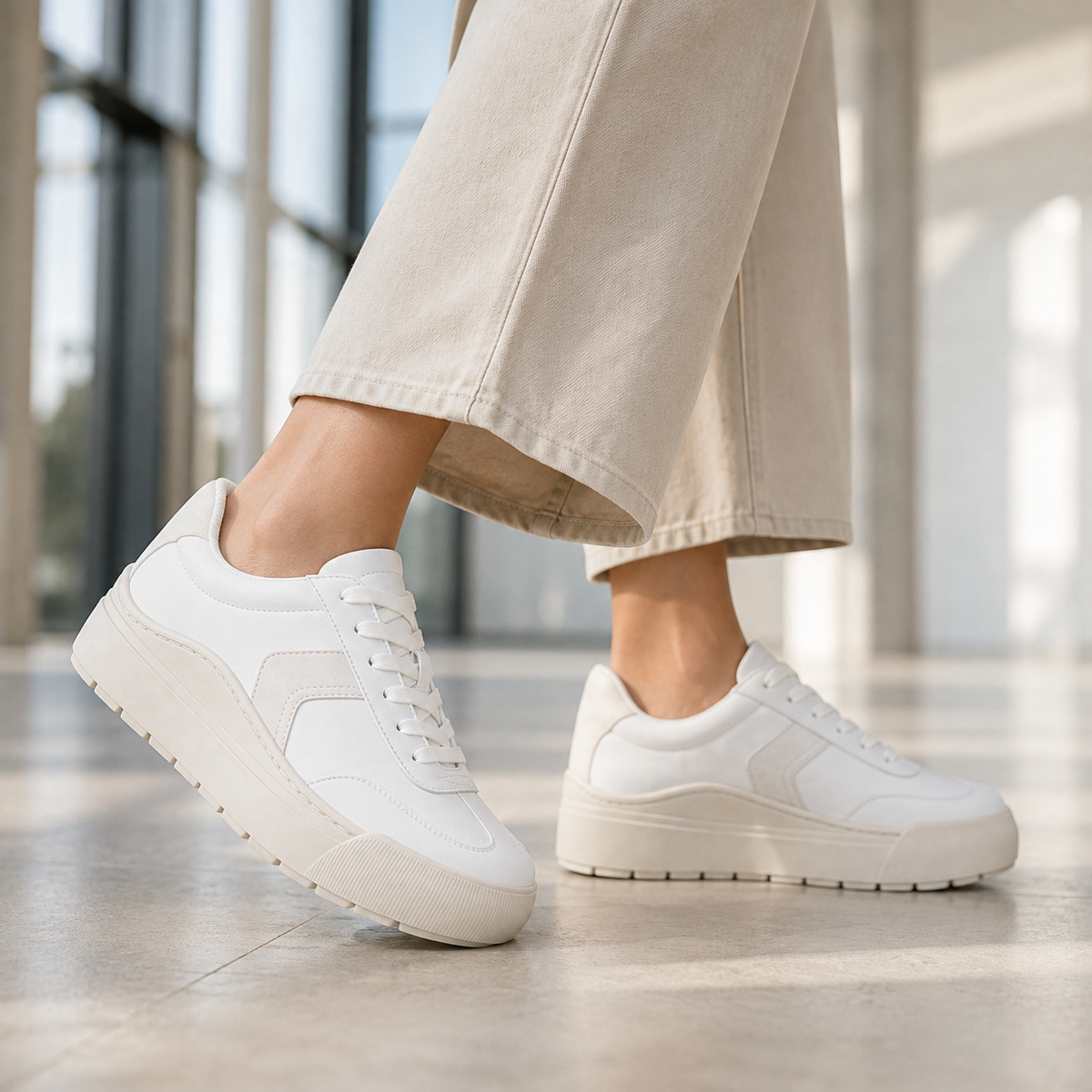 Women's Everyday Platform Sneakers – Lightweight Lace-Up Comfort Shoes