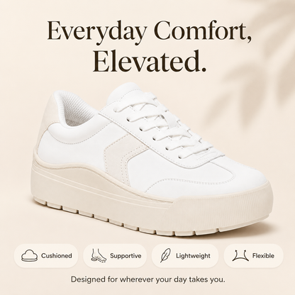 Women's Everyday Platform Sneakers – Lightweight Lace-Up Comfort Shoes