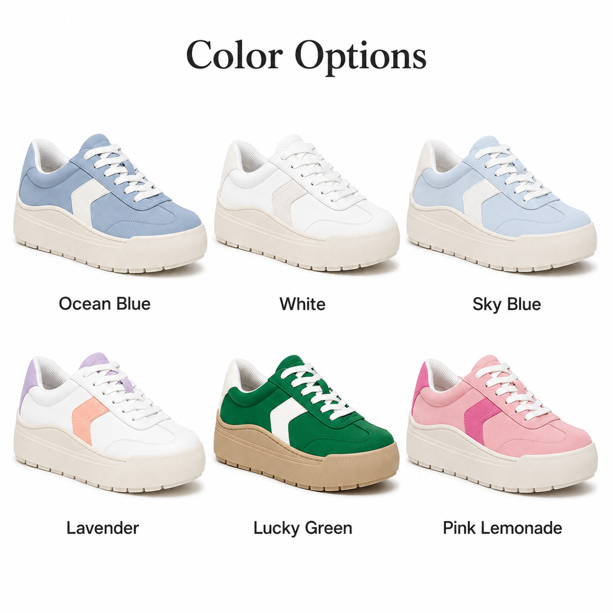 Women's Everyday Platform Sneakers – Lightweight Lace-Up Comfort Shoes