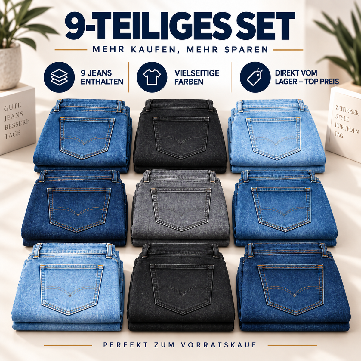 Klassische Jeans im 5-Farben-Set – Komfort für jeden Tag