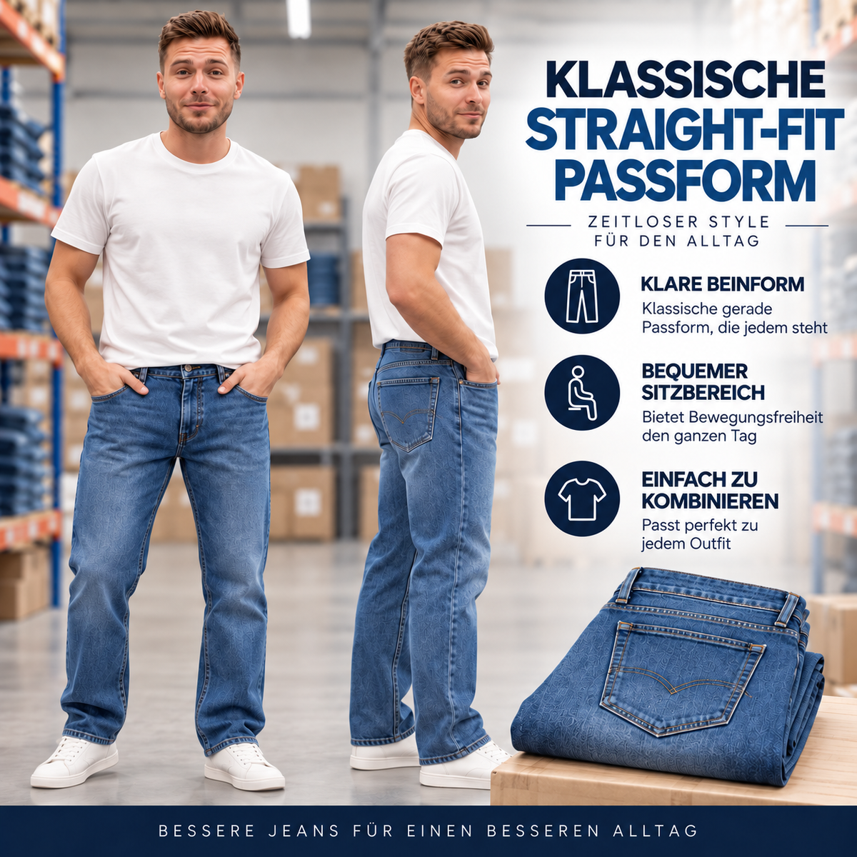 Klassische Jeans im 5-Farben-Set – Komfort für jeden Tag