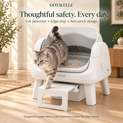 Dotavelle Lite Open-Top Self-Cleaning Cat Litter Box with Easy-Entry Step