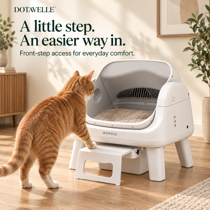 Dotavelle Lite Open-Top Self-Cleaning Cat Litter Box with Easy-Entry Step