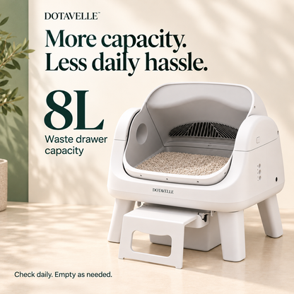 Dotavelle Lite Open-Top Self-Cleaning Cat Litter Box with Easy-Entry Step