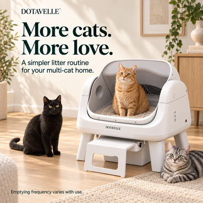 Dotavelle Lite Open-Top Self-Cleaning Cat Litter Box with Easy-Entry Step