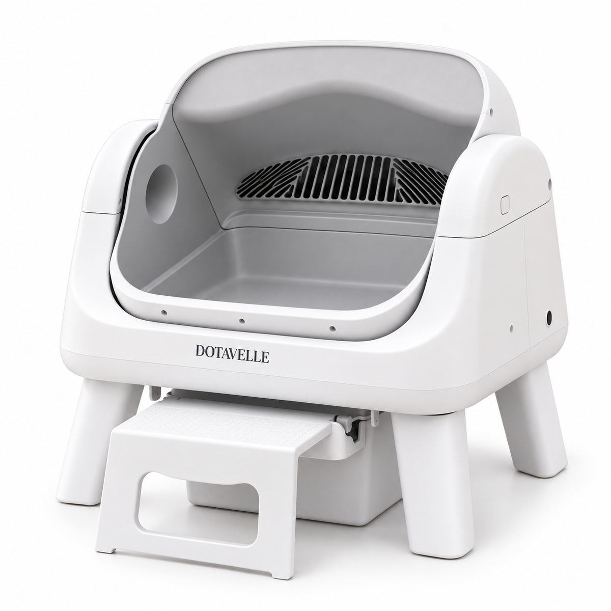 Dotavelle Lite Open-Top Self-Cleaning Cat Litter Box with Easy-Entry Step