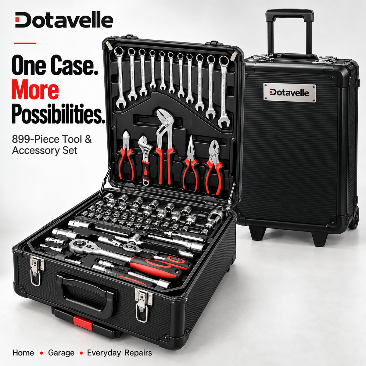 Dotavelle 899-Piece Tool & Accessory Set with Rolling Storage Case