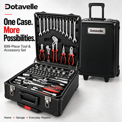 Dotavelle 899-Piece Tool & Accessory Set with Rolling Storage Case