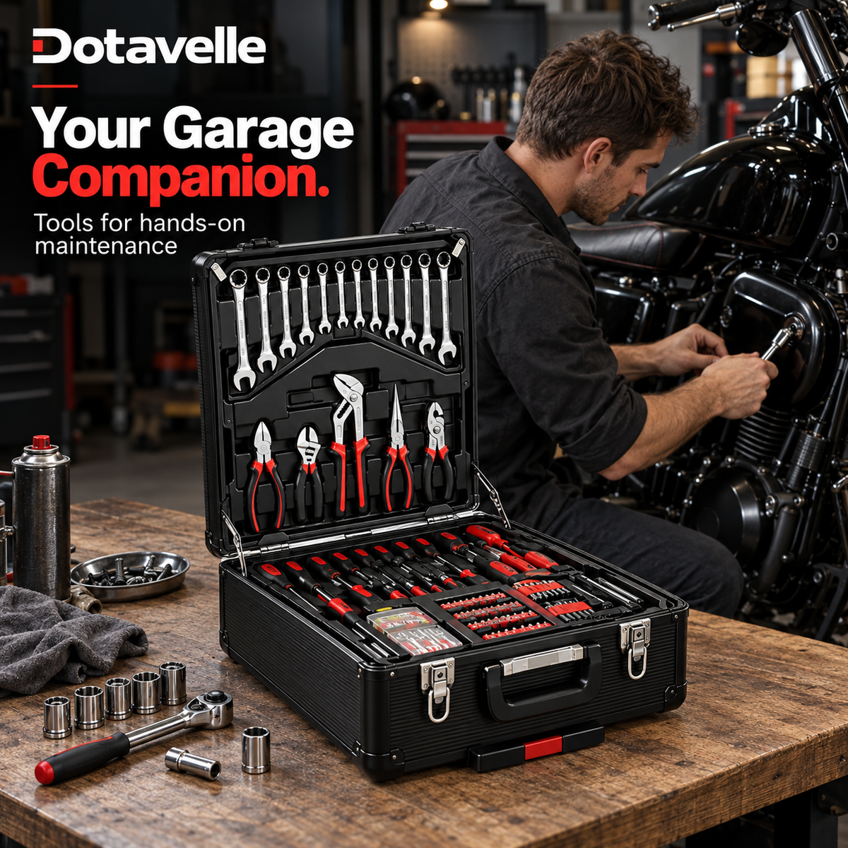 Dotavelle 899-Piece Tool & Accessory Set with Rolling Storage Case