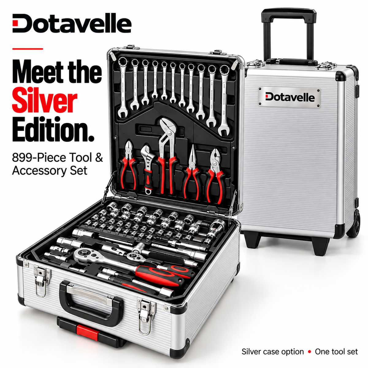 Dotavelle 899-Piece Tool & Accessory Set with Rolling Storage Case