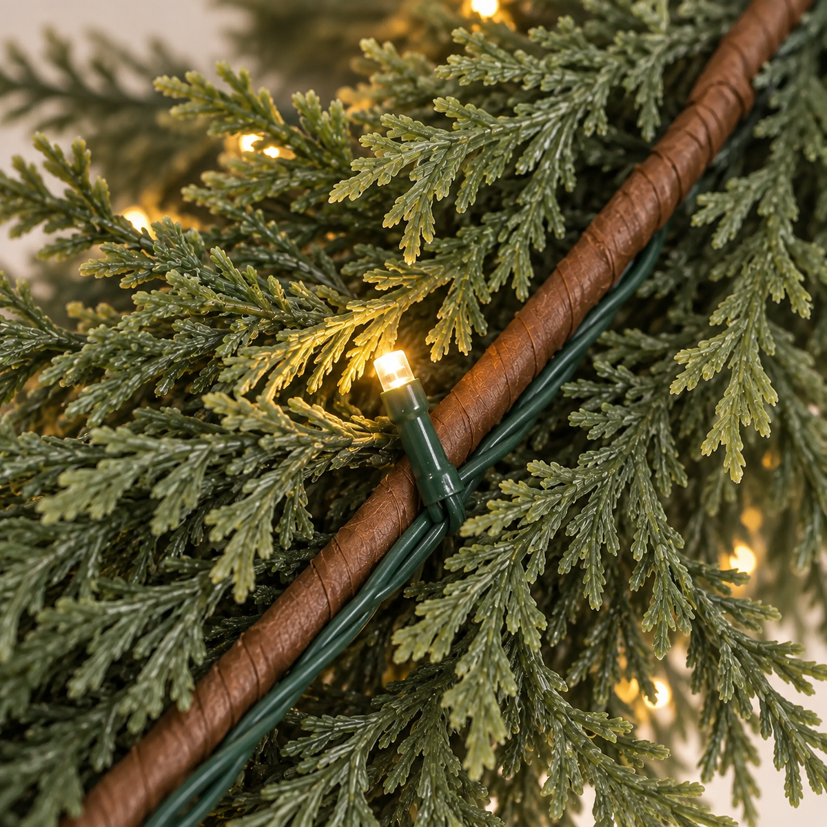 6FT Pre-Lit Cedar Garland with Remote – Warm White & Multicolor Lights