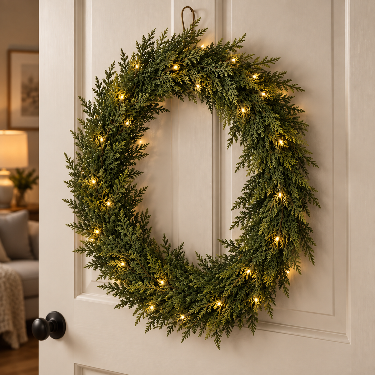 6FT Pre-Lit Cedar Garland with Remote – Warm White & Multicolor Lights