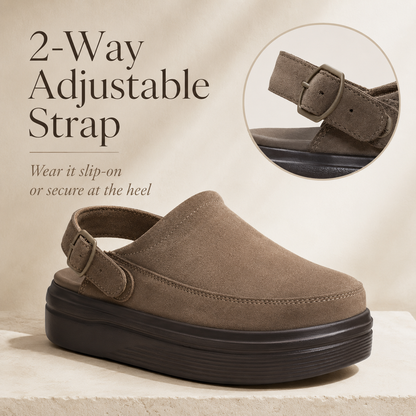Aveline Lift Suede Clog – Lightweight Platform Slip-On Shoes for Women