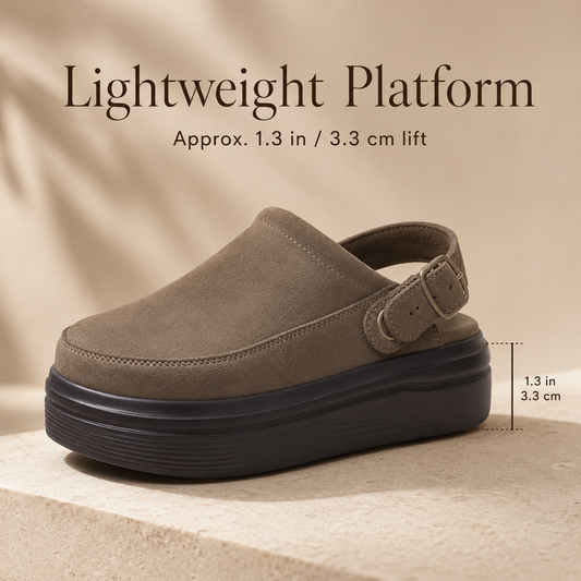 Aveline Lift Suede Clog – Lightweight Platform Slip-On Shoes for Women
