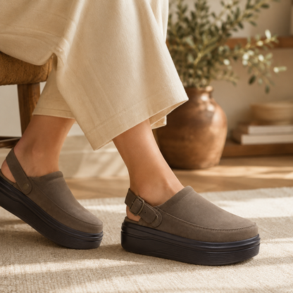 Aveline Lift Suede Clog – Lightweight Platform Slip-On Shoes for Women