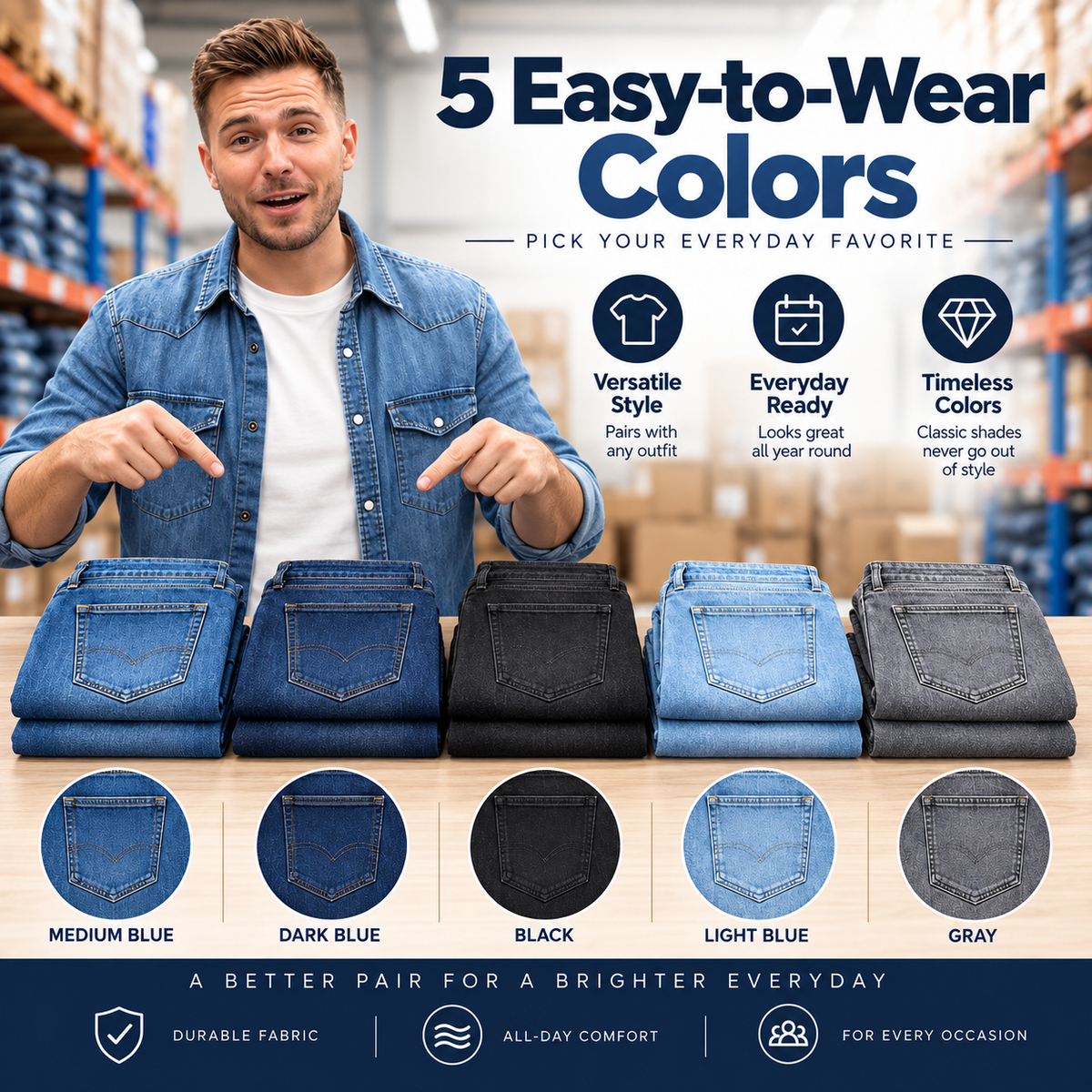 Classic Fit Denim Jeans – Premium Comfort & Everyday Style