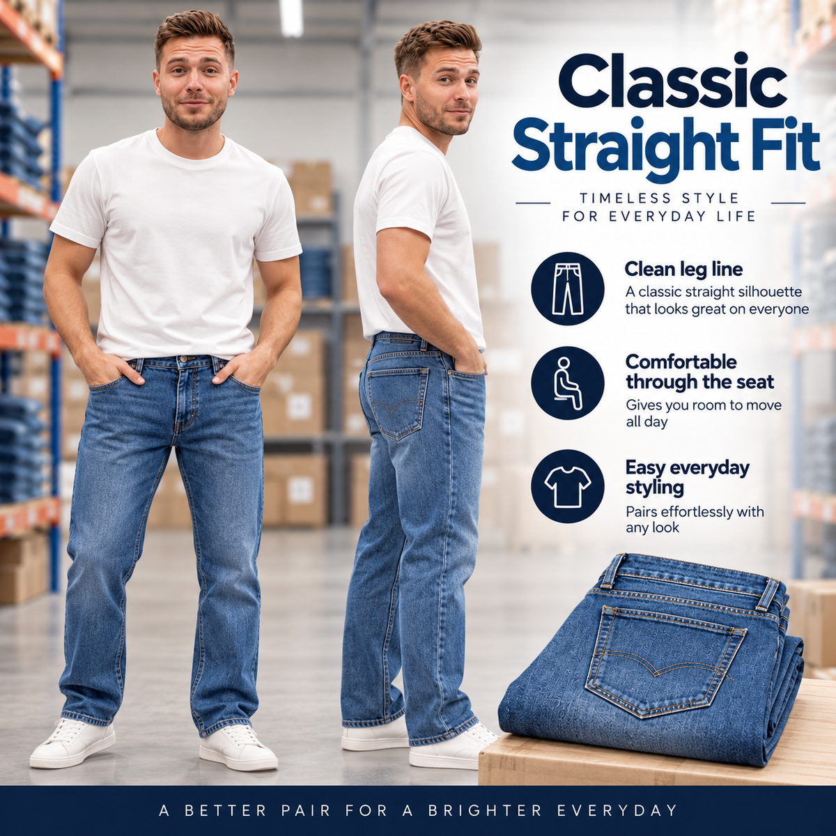 Classic Fit Denim Jeans – Premium Comfort & Everyday Style