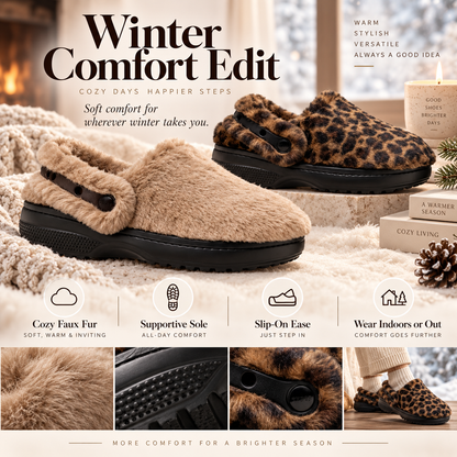 Cozy Fuzzy Lined Clogs – Warm Slip-On Slippers for Indoor & Outdoor Comfort
