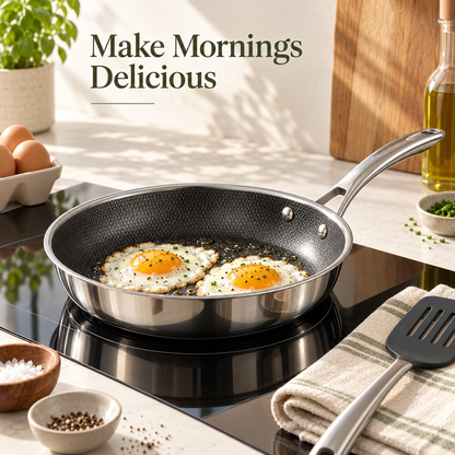 SNOWCLAD Hybrid Nonstick Stainless Steel Cookware Set — 10 or 14 Pieces