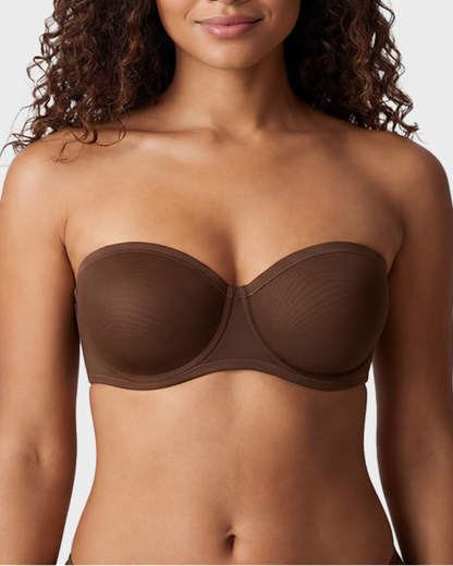 Strapless Mesh Underwire Balconette Bra