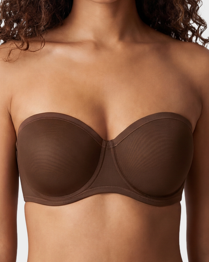 Strapless Mesh Underwire Balconette Bra