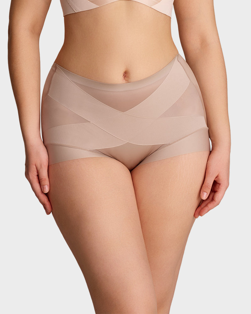 High-Waisted Cross Support Shaping Panties (6-Pack)
