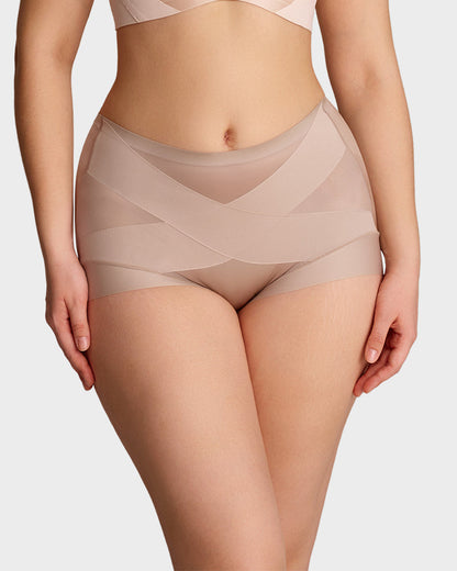 High-Waisted Cross Support Shaping Panties (6-Pack)